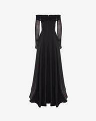 Rochie de Gala cu Manusi Timeless Sparkle, Neagra