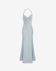 Rochie Lunga din Catifea Nora, Albastru Deschis