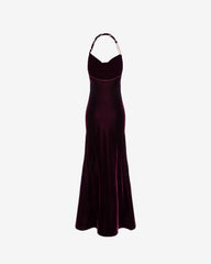 Rochie Lunga din Catifea Nora, Visinie