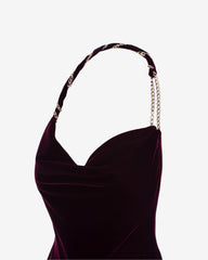 Rochie Lunga din Catifea Nora, Visinie