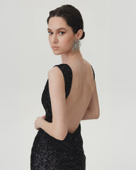 Rochie Lunga din paiete "All Eyes on You", Neagra
