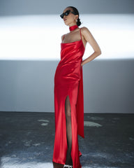 Rochie Lunga din Matase, Rosie