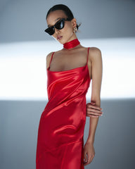 Rochie Lunga din Matase, Rosie