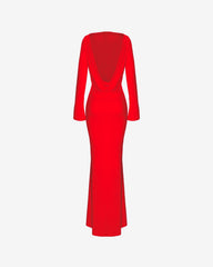Rochie Maxi cu Spatele Deschis si Drapat, Scarlet