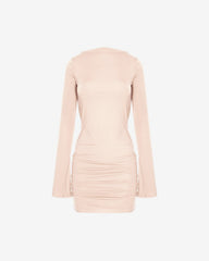 Rochie Mini cu Spatele Deschis si Drapat, Alb Laptos