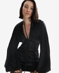 Rochie Mini cu Fronseuri, Neagra
