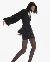 Rochie Mini cu Fronseuri, Neagra
