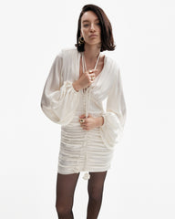 Rochie Mini cu Fronseuri, Alba