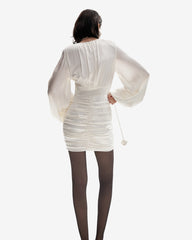Rochie Mini cu Fronseuri, Alba