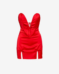 Rochie Scurta din Tafta Scarlet, Rosie