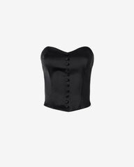 Top Corset din Tafta, Negru