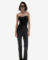 Top Corset din Tafta, Negru