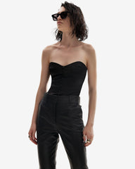 Top Corset din Tafta, Negru