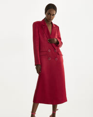 Trench Midi din Satin, Rosu