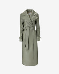 Trench din Piele Vegana, Verde Olive