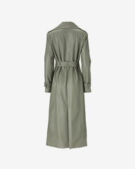 Trench din Piele Vegana, Verde Olive