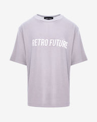 Tricou Universal Oversized cu Logo Retro Future, Gri