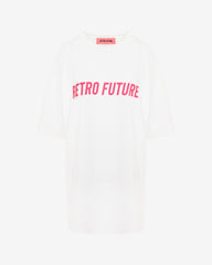 Tricou Universal Oversized cu Logo Roz Retro Future, Alb
